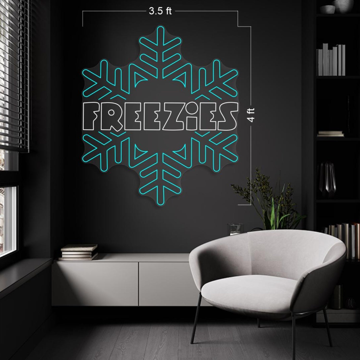 Cyan Blue White Snowflake Freezies Led Neon Sign For Home Decor | Shineneon