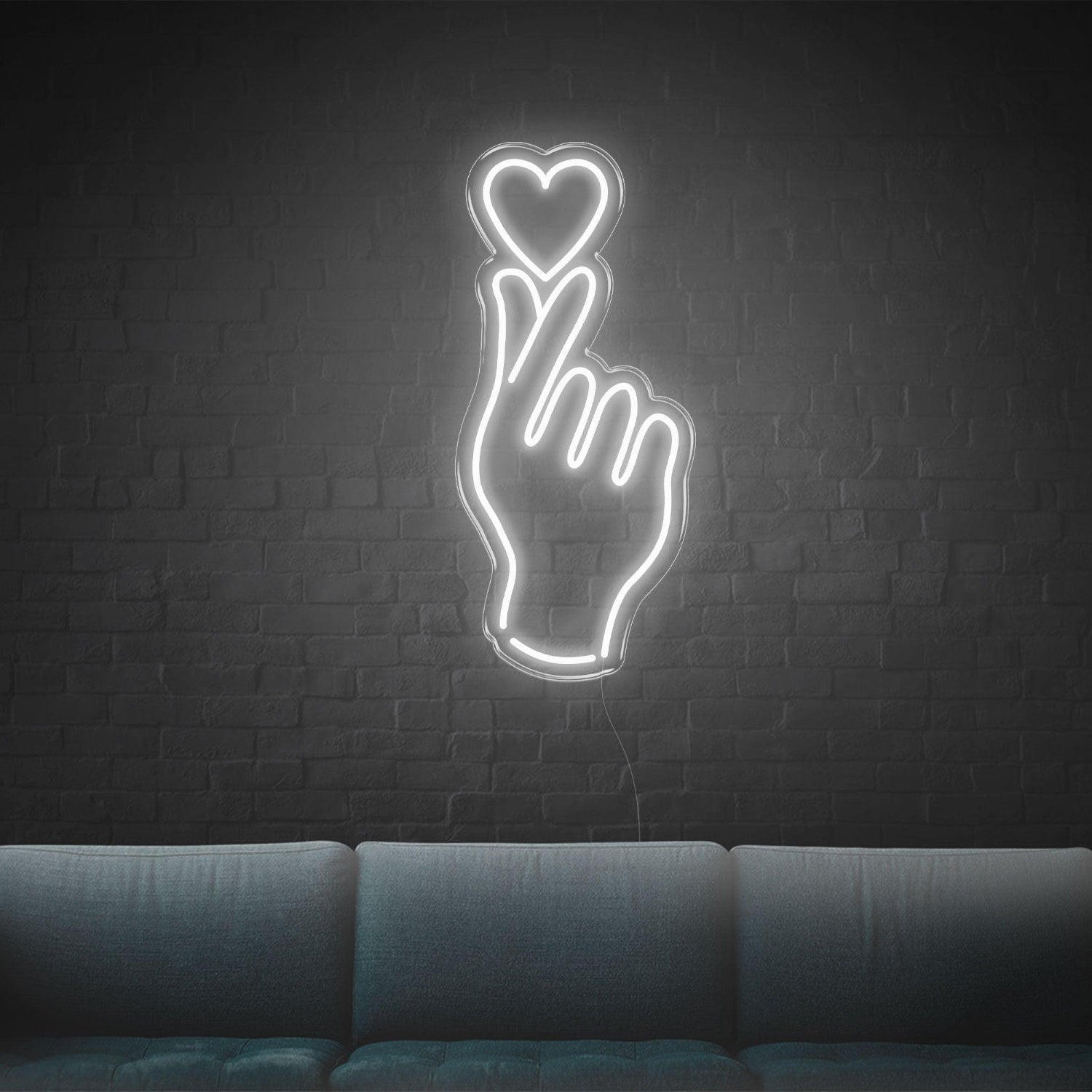 Cyan Hand And Heart Led Neon Sign For Modern Home Cafe Decor | Shineneon