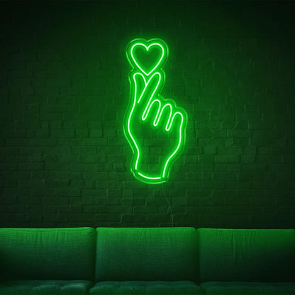 Cyan Hand And Heart Led Neon Sign For Modern Home Cafe Decor | Shineneon