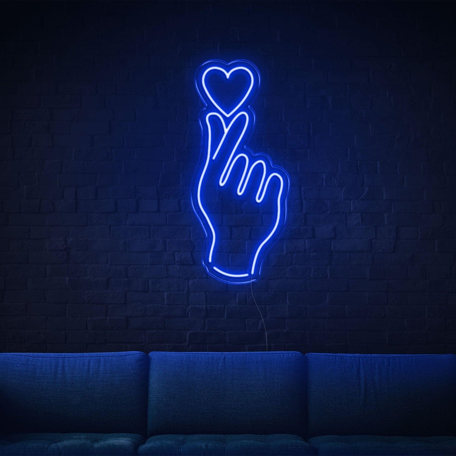 Cyan Hand And Heart Led Neon Sign For Modern Home Cafe Decor | Shineneon