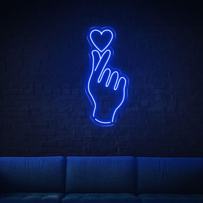 Cyan Hand And Heart Led Neon Sign For Modern Home Cafe Decor | Shineneon