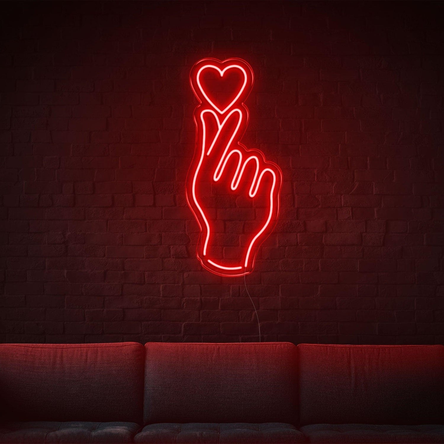 Cyan Hand And Heart Led Neon Sign For Modern Home Cafe Decor | Shineneon