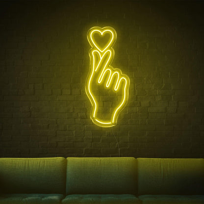 Cyan Hand And Heart Led Neon Sign For Modern Home Cafe Decor | Shineneon