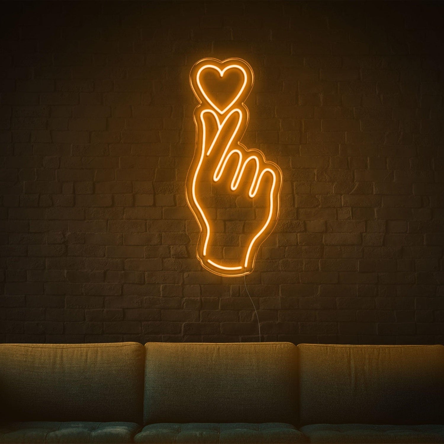 Cyan Hand And Heart Led Neon Sign For Modern Home Cafe Decor | Shineneon