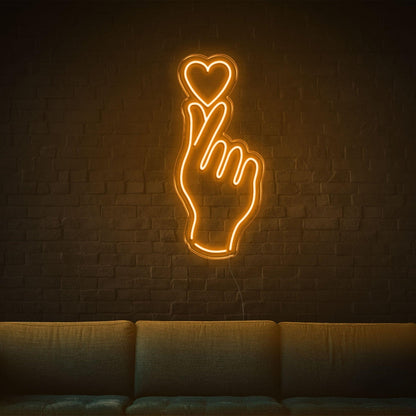 Cyan Hand And Heart Led Neon Sign For Modern Home Cafe Decor | Shineneon