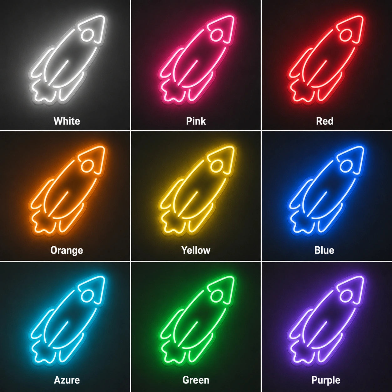 Cyan Rocket Neon Sign LED Neon Sign color grid