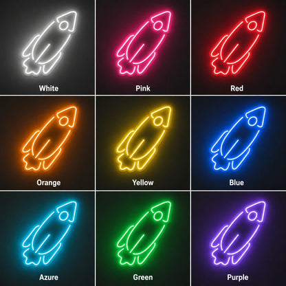 Cyan Rocket Neon Sign LED Neon Sign color grid