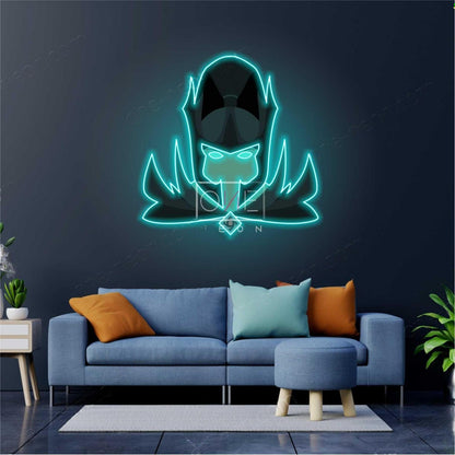 Cyan Sci-Fi Phantom Head Led Neon Sign For Home Decor | Shineneon