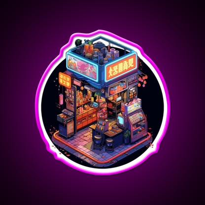 Cyber City Chinatown Market Asian Cultural Led Neon Sign Rgb Color - Neon sign mounted on wall in room