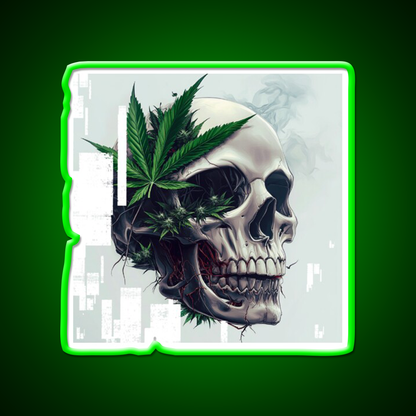 Cyber Skull Hemp Inspired Green Leaf Led Neon Sign Rgb Color - LED neon sign view 8