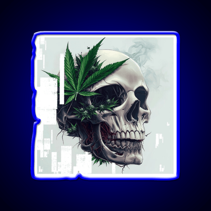 Cyber Skull Hemp Inspired Green Leaf Led Neon Sign Rgb Color - Shineneon