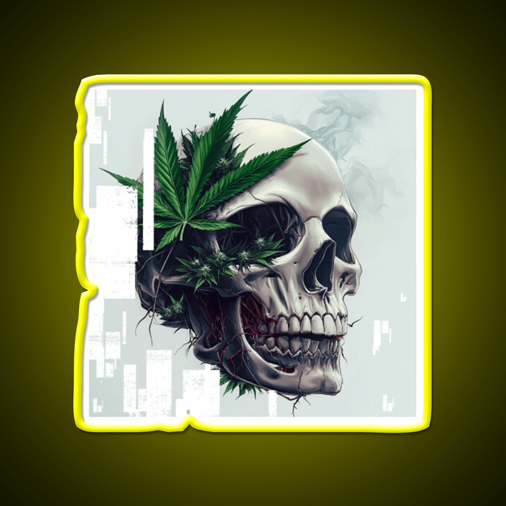 Cyber Skull Hemp Inspired Green Leaf Led Neon Sign Rgb Color - Shineneon