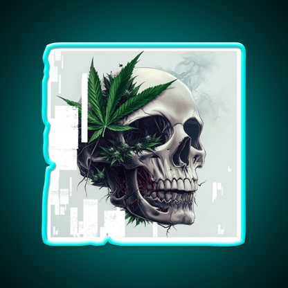Cyber Skull Hemp Inspired Green Leaf Led Neon Sign Rgb Color - Shineneon