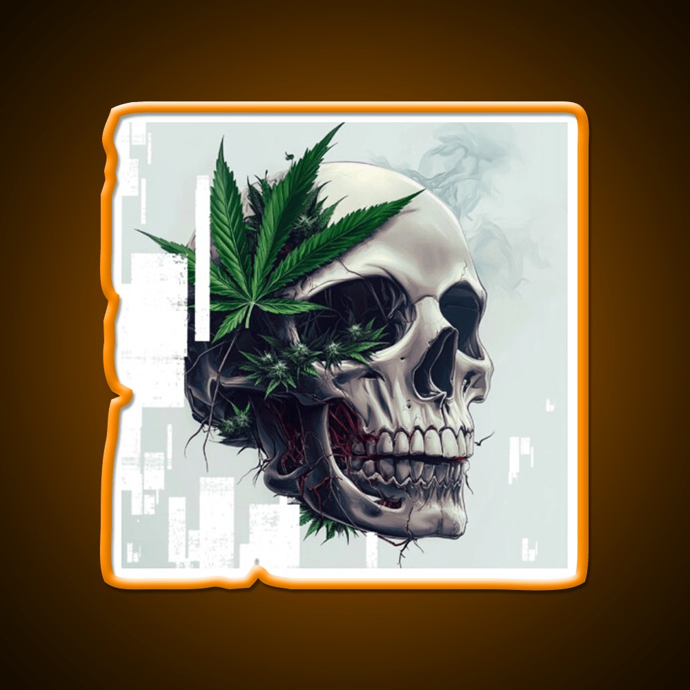 Cyber Skull Hemp Inspired Green Leaf Led Neon Sign Rgb Color - Shineneon