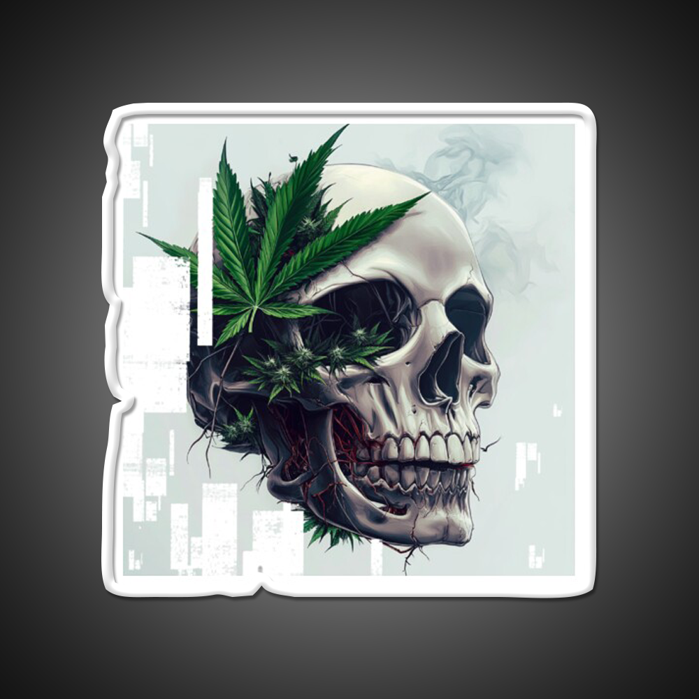 Cyber Skull Hemp Inspired Green Leaf Led Neon Sign Rgb Color - LED neon sign view 11