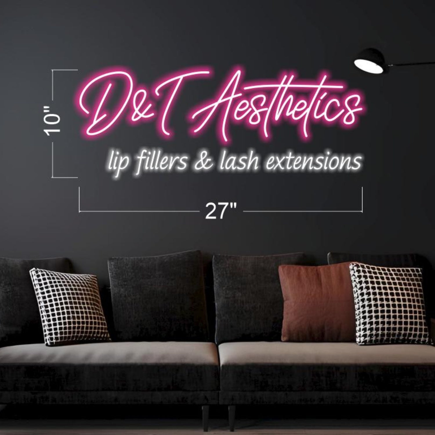 D And T Aesthetics Lip Fillers And Lash Extensions Pink White Led Neon Sign For Beauty | Shineneon