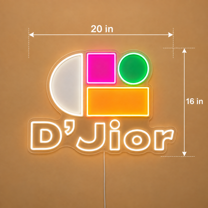 D'Jior Logo Custom LED Neon Sign | 39bed64fcd8e63e4628e1f1527d9c81b2add7c68fae172d7d2980b563cd8ecfa | dimensions