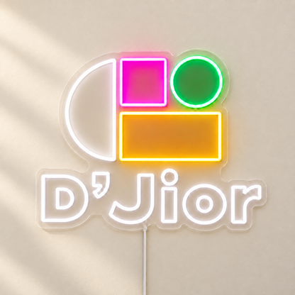 D'Jior Logo Custom LED Neon Sign | 1177fc08cf03c1c0fa13864959dca1dbce36d1ca4a977fef887f952ca1aad06b | effect