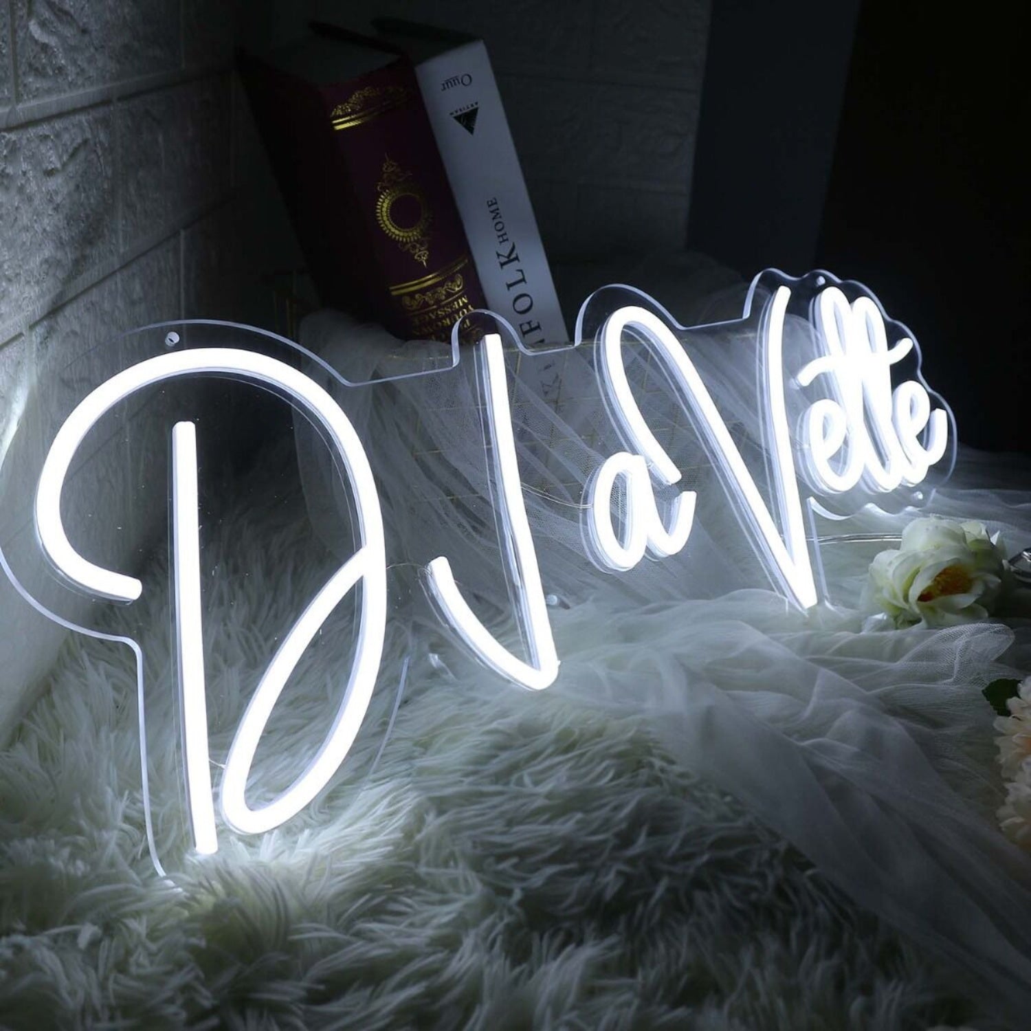 D Lavette White Led Neon Sign - Shineneon