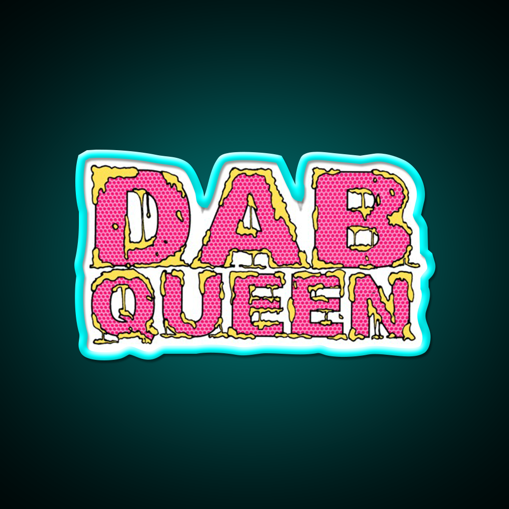 Dab Queen Hemp Inspired Green Leaf Led Neon Sign Rgb Color - Size and dimension reference