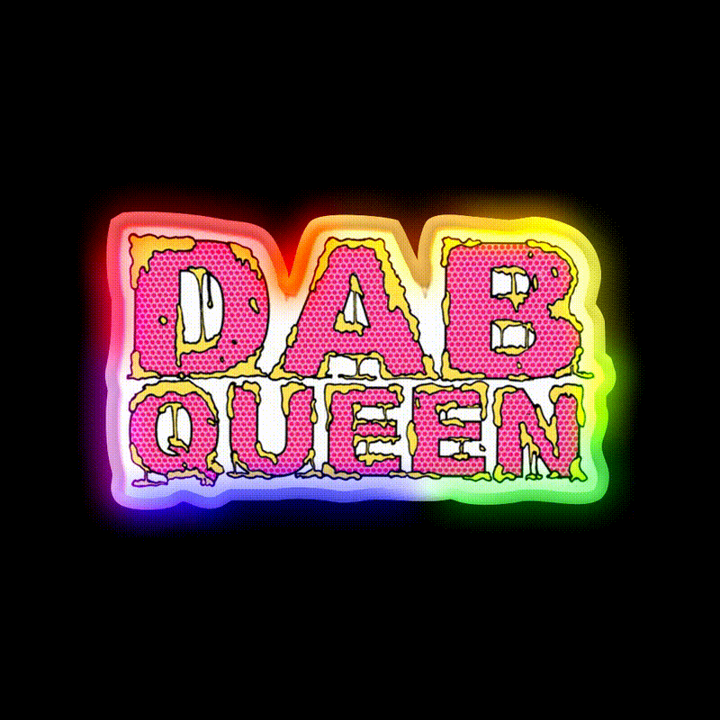 Dab Queen Hemp Inspired Green Leaf Led Neon Sign Rgb Color - LED neon sign close-up detail