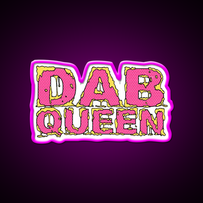 Dab Queen Hemp Inspired Green Leaf Led Neon Sign Rgb Color - Neon sign mounted on wall in room