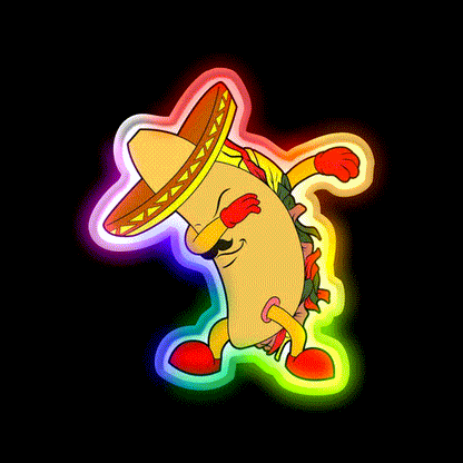 Dabbing Cute Taco Led Neon Sign Mexican Food Sign Rgb Color - LED neon sign close-up detail