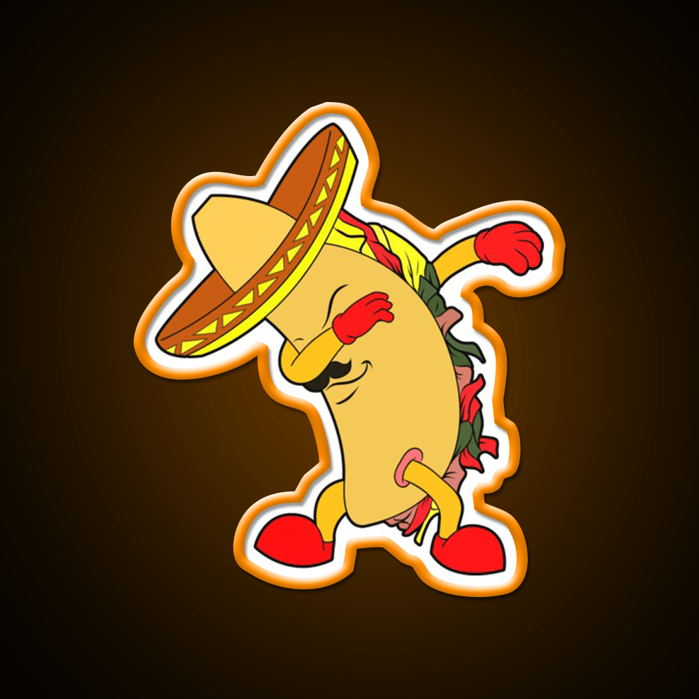 Dabbing Cute Taco Led Neon Sign Mexican Food Sign Rgb Color - Shineneon