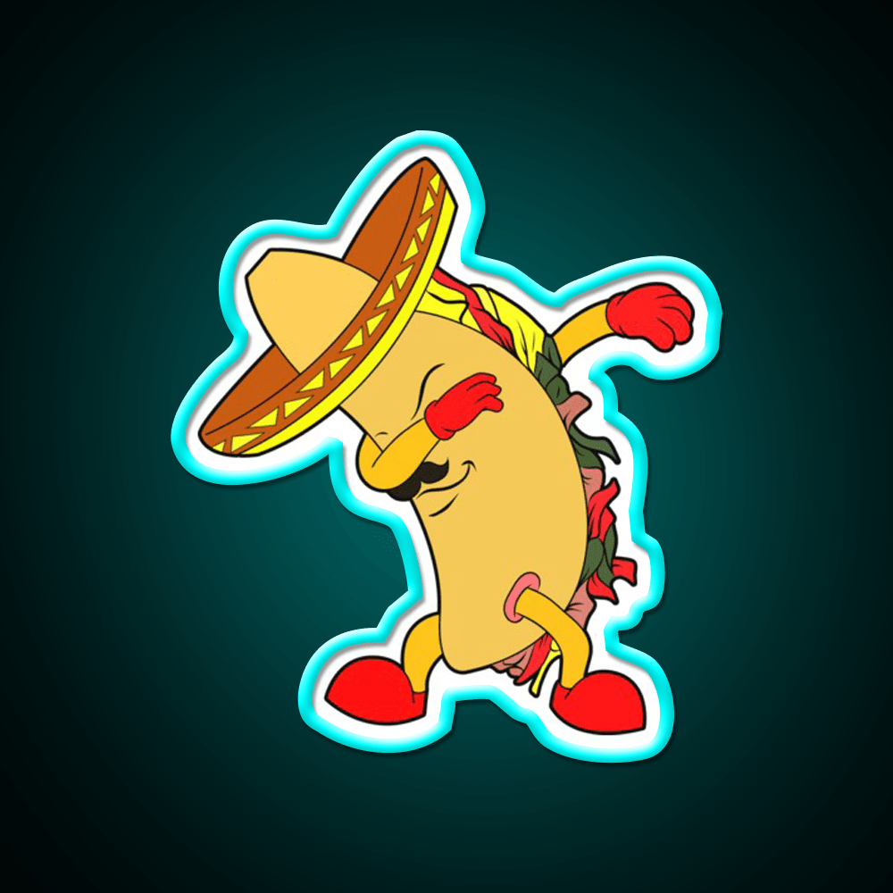 Dabbing Cute Taco Led Neon Sign Mexican Food Sign Rgb Color - Shineneon