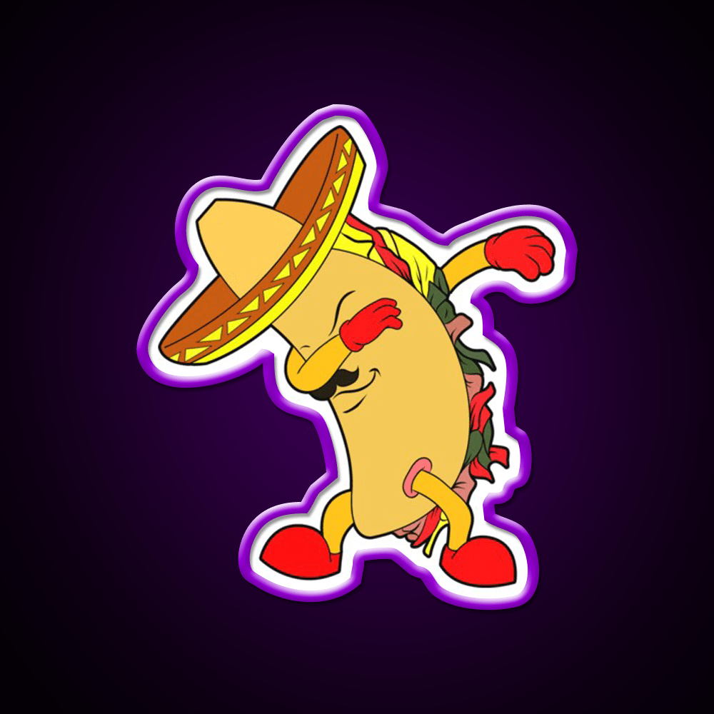 Dabbing Cute Taco Led Neon Sign Mexican Food Sign Rgb Color - Shineneon