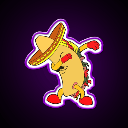 Dabbing Cute Taco Led Neon Sign Mexican Food Sign Rgb Color - Shineneon