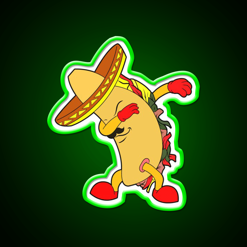 Dabbing Cute Taco Led Neon Sign Mexican Food Sign Rgb Color - Shineneon