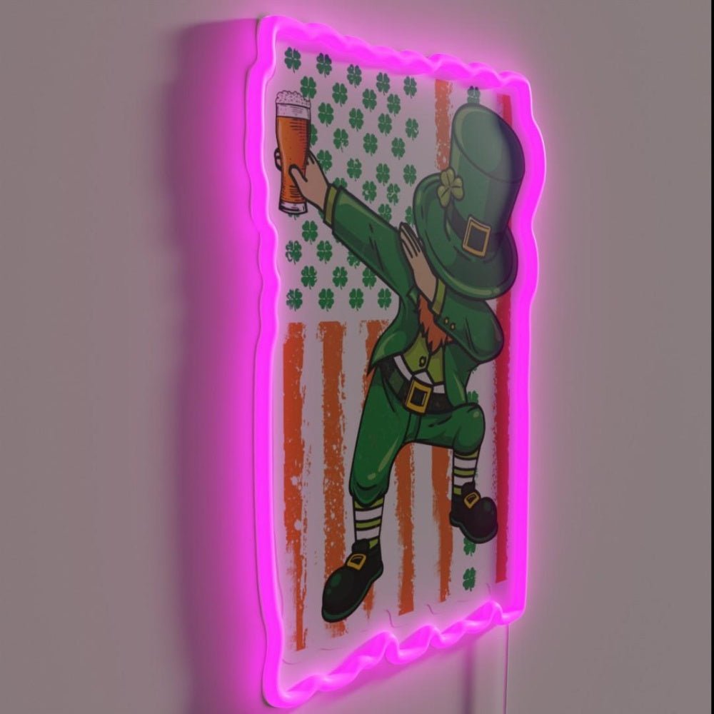 Dabbing Irish Beer St Patricks Day Festive Rgb Led Neon Sign - Shineneon