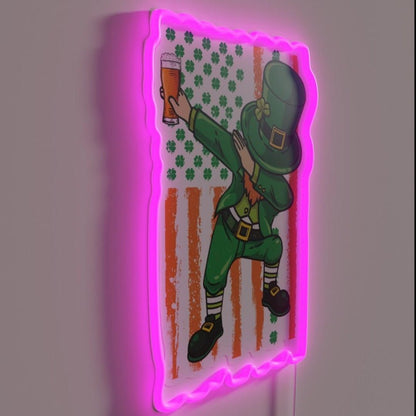 Dabbing Irish Beer St Patricks Day Festive Rgb Led Neon Sign - Shineneon