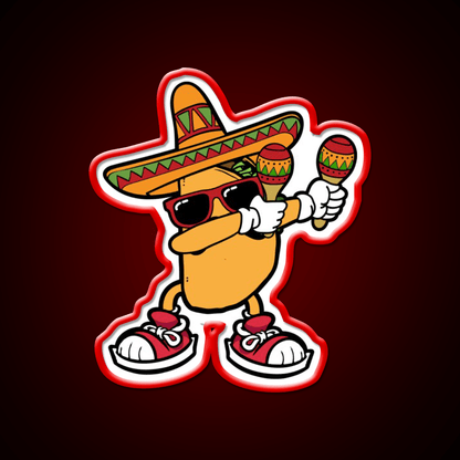 Dabbing Mexican Taco Sombrero Mustache Taco Led Neon Sign Rgb Color - Shineneon