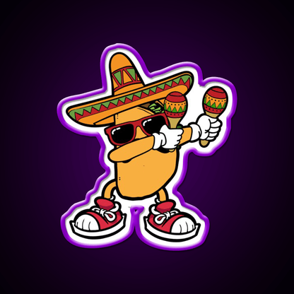 Dabbing Mexican Taco Sombrero Mustache Taco Led Neon Sign Rgb Color - Shineneon