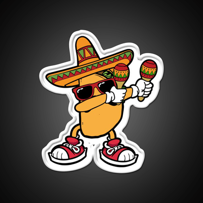 Dabbing Mexican Taco Sombrero Mustache Taco Led Neon Sign Rgb Color - Shineneon