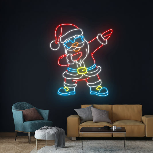 Dabbing Santa Claus Neon Sign