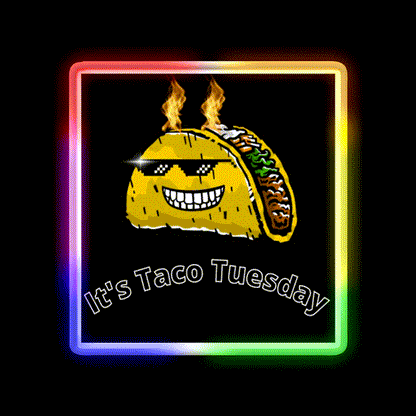 Dabbing Taco Cinco De May Mexican Food Fire Taco Led Neon Sign Rgb Color - LED neon sign close-up detail