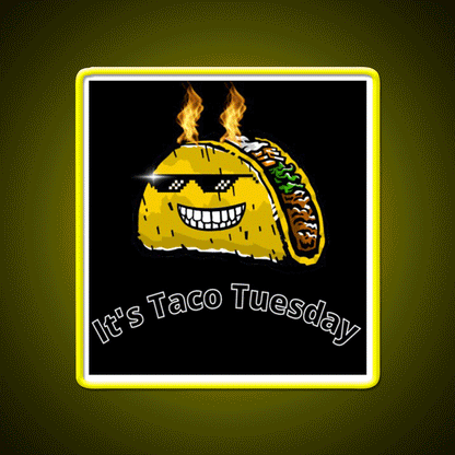 Dabbing Taco Cinco De May Mexican Food Fire Taco Led Neon Sign Rgb Color - Custom LED neon sign front view