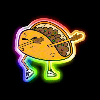 Dabbing Taco Dance Dab Party Gear Taco Led Neon Sign Rgb Color - LED neon sign close-up detail