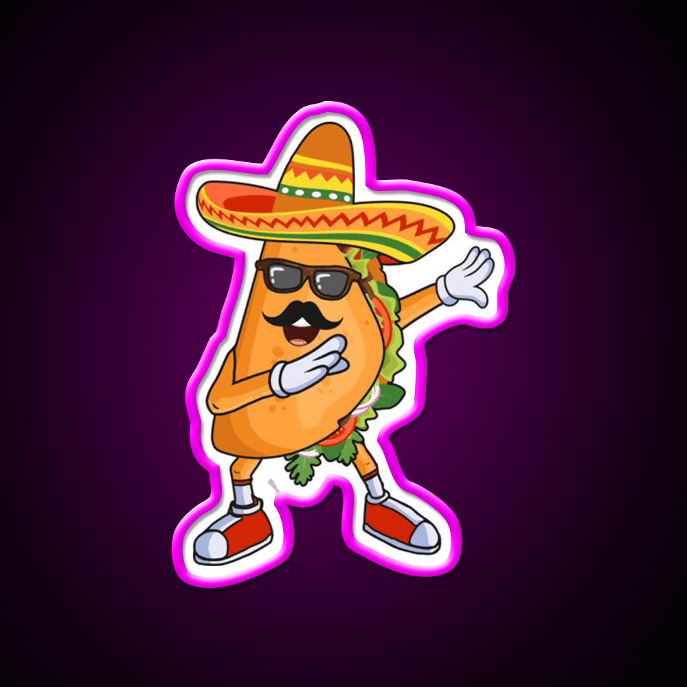 Dabbing Taco Funny Cinco De Mayo Mexican Party Taco Led Neon Sign Rgb Color - Shineneon