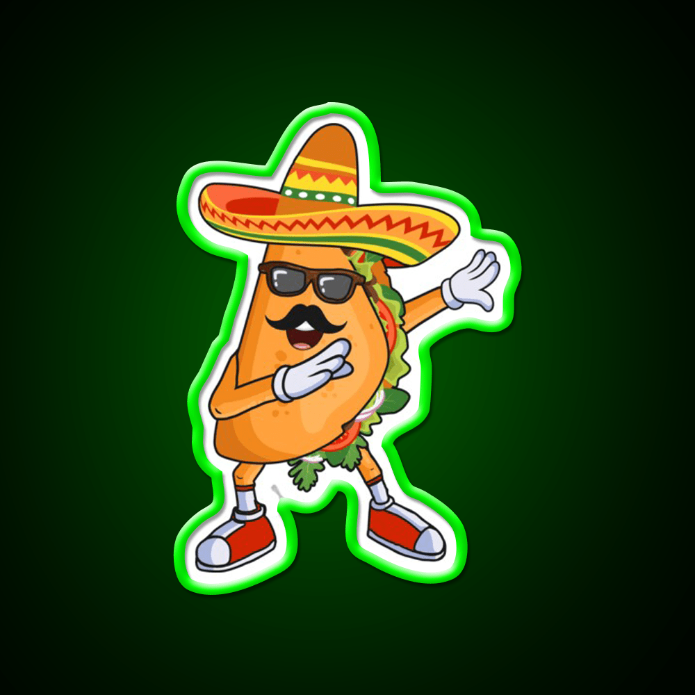 Dabbing Taco Funny Cinco De Mayo Mexican Party Taco Led Neon Sign Rgb Color - Shineneon