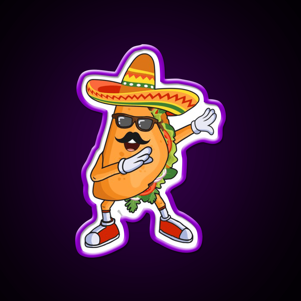 Dabbing Taco Funny Cinco De Mayo Mexican Party Taco Led Neon Sign Rgb Color - Shineneon
