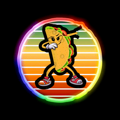Dabbing Taco Funny Gifts Taco Led Neon Sign Mexican Food Sign Rgb Color - LED neon sign close-up detail