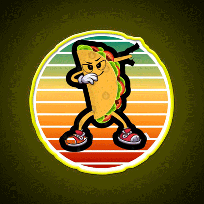 Dabbing Taco Funny Gifts Taco Led Neon Sign Mexican Food Sign Rgb Color - Custom LED neon sign front view