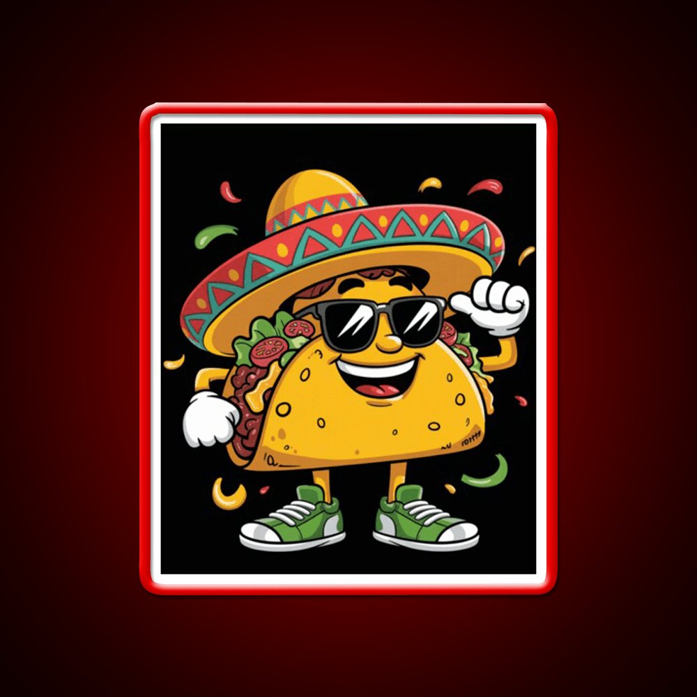 Dabbing Taco Funny Mexican Dab Fiesta Taco Led Neon Sign Rgb Color - Shineneon