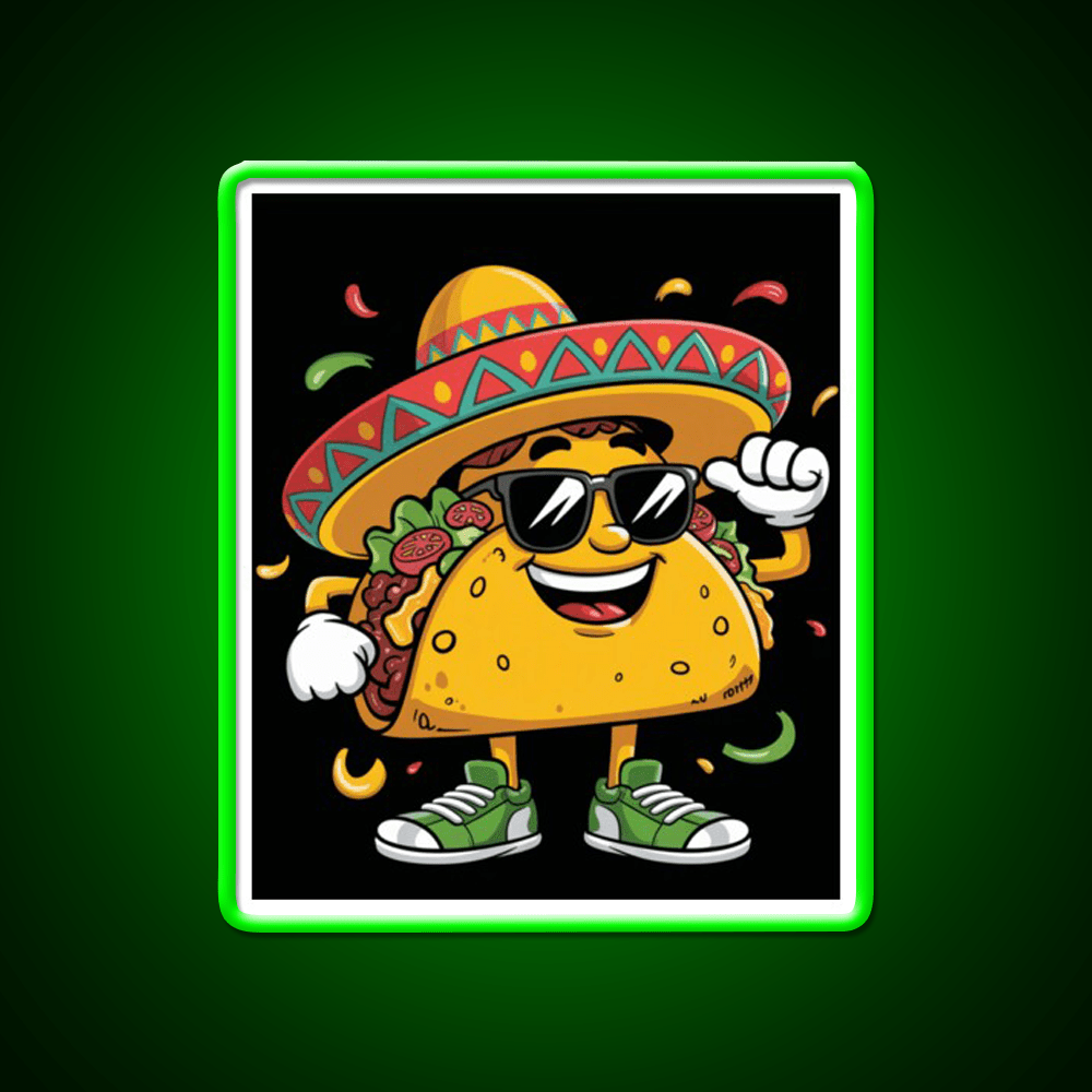 Dabbing Taco Funny Mexican Dab Fiesta Taco Led Neon Sign Rgb Color - Shineneon