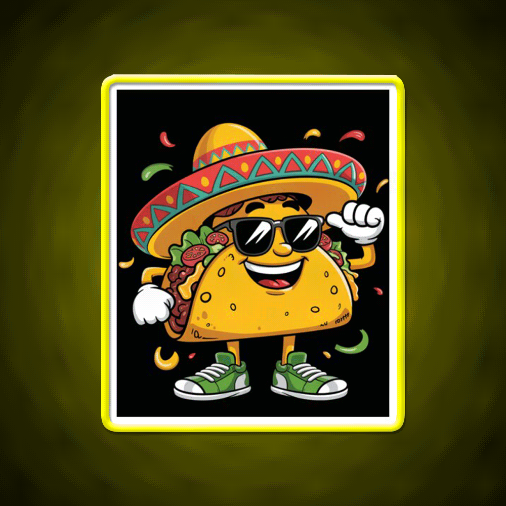 Dabbing Taco Funny Mexican Dab Fiesta Taco Led Neon Sign Rgb Color - Custom LED neon sign front view