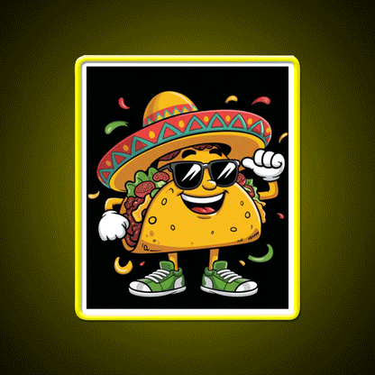 Dabbing Taco Funny Mexican Dab Fiesta Taco Led Neon Sign Rgb Color - Custom LED neon sign front view